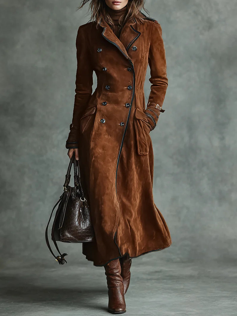 Renée™ – Long Suede Trench Coat
